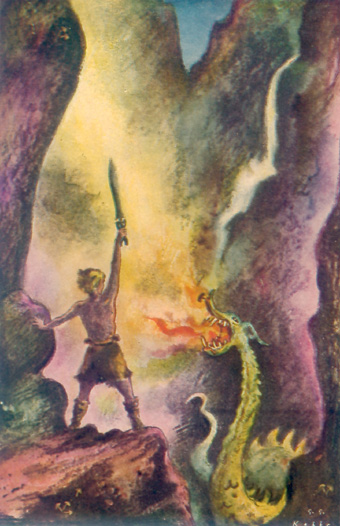 Historische Illustration "Siegfried" zur Nibelungensage